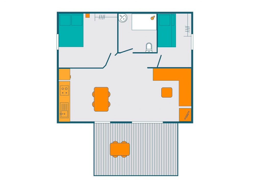 Chalet Bois 4 6 pers 35 m² PMR en location au camping le Malazéou